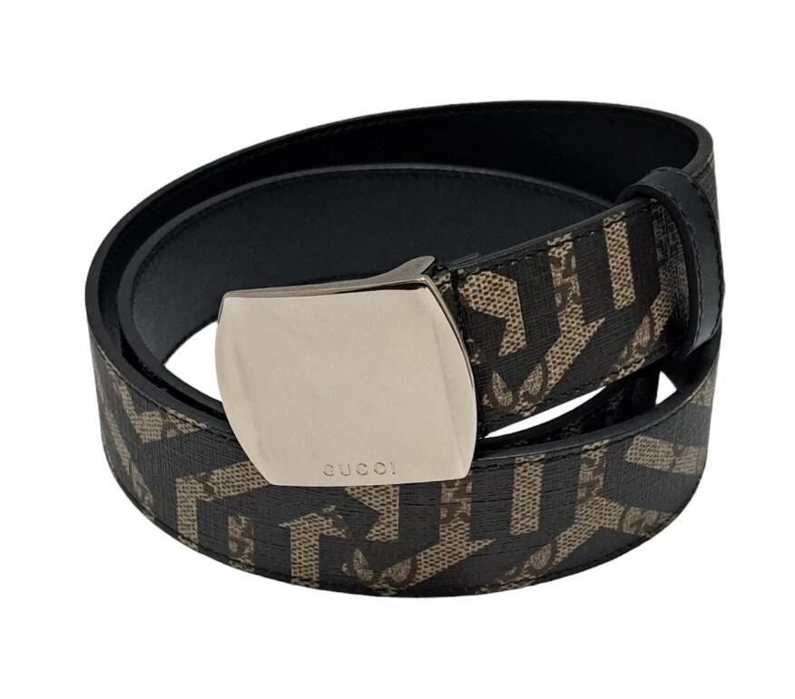 Ceinture Gucci GG Supreme en cuir PVC 90 cm noir/marron/beige