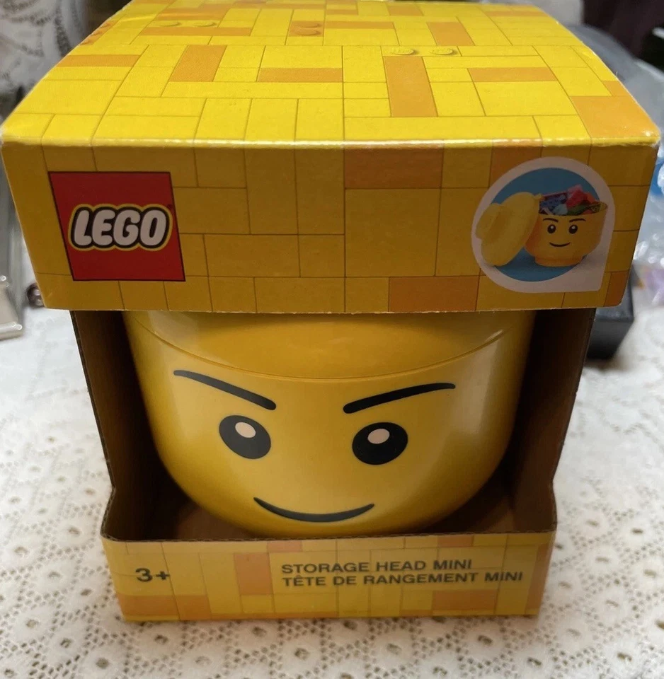 NEW STORGE LEGO HEAD MINI BOY YELLOW STORAGE CONTAINER AGE 3+ - Image 3 of 4