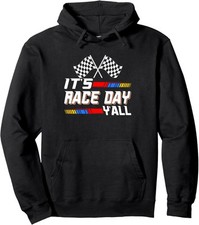Funny It's Race Day Y'all Checkered Flag Racing Track Unisex Hooded Sweatshirt