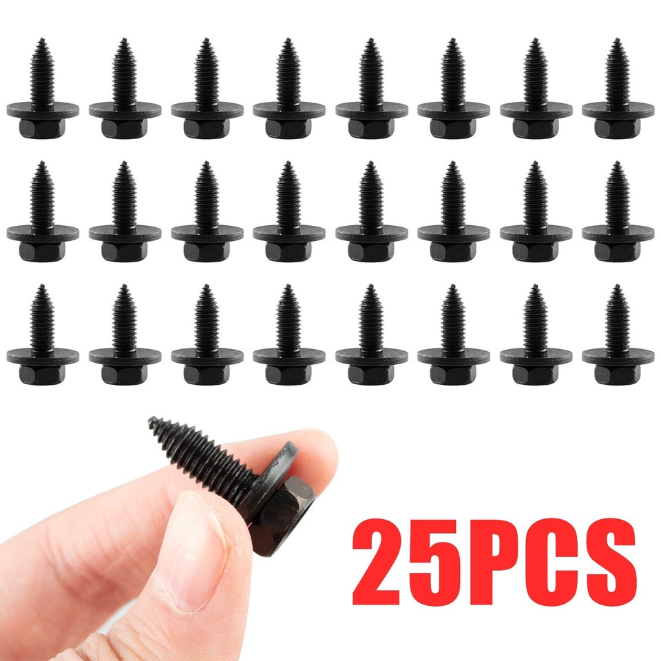 Black Fender Bolts With Short U-Nuts For Ford, Mercury, Lincoln - 1/4-20 X 7/8 Inch, Steel