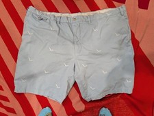 POLO RALPH LAUREN Slim Fit Flat Front Casual Golf Shorts Blue Birds Mens 50B