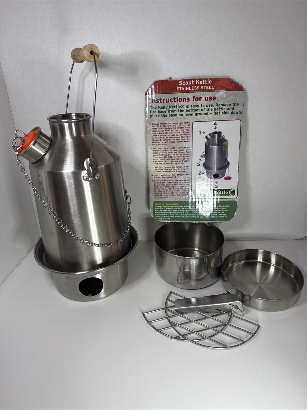 Kelly Kettle Scout Stainless Steel Camp Kettle & Cook Set Cook Boil Purify Water