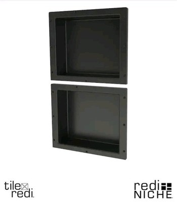 Tile Redi 16x14 Double Black Shower Niche Set Recessed Shelf Ready to Tile