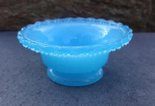 Powder Blue Glass Open Salt Dip, Cellar, Dish w/Flared Rim, Hobnails!