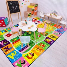 BENRON Kids Educational Washable Playroom Rug - Alphabet, Animals Shapes