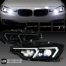 Fit 2012-2015 BMW F30 3-Series Smoke Sequential Full LED Projector Headlights