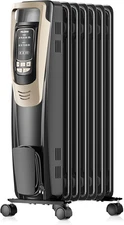 Champagne Oil Filled Radiator Heater with Remote and Thermostat, 5 Temperature S
