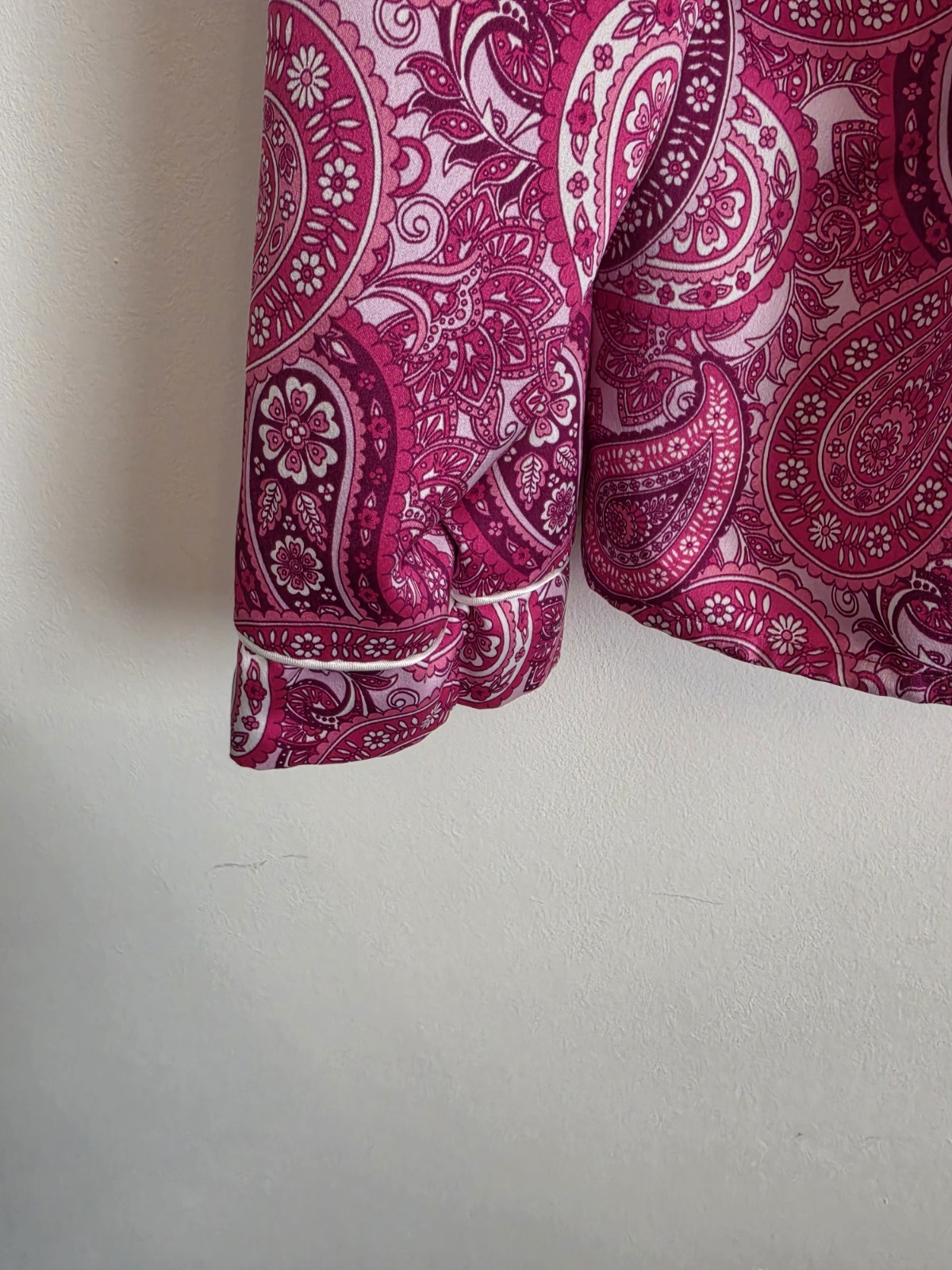 Jeff & Co Jeff Banks Pyjama Set Size M 10 12 Pink Paisley Satin Look Silky PJs image 6
