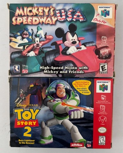 2 N64 Games Lot - Nintendo 64 - Mickey Speedway USA (CIB), Toy Story 2 - Boxes