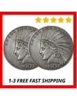 2PCS 1907 Antique Liberty Indian Head $10 Dollar Coin, Uncirculated Morgan Silve