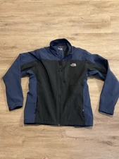 The North Face Apex Bionic Coat Jacket Black Blue Full Zip Windbreaker Mens Sz L