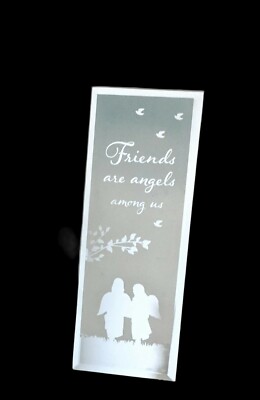 Freunde sind Engel unter uns Glas verspiegeltes Schild freistehende Plakette. 