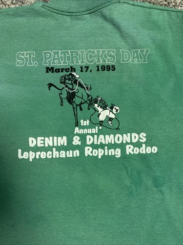 Vintage T Shirt 90s XL Denim & Diamonds Green - Picture 9 of 9