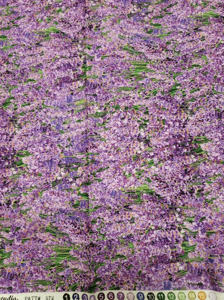 1yd x 42" 100% algodón, Elizabeth's Studio, Landscape Medley, púrpura lavandas Foto 3 de 3