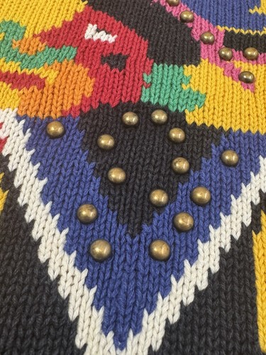 BATYA Womens Vintage Rivet Sweater Oversized Kachina Spirit Dancer Native Large - Picture 9 of 9