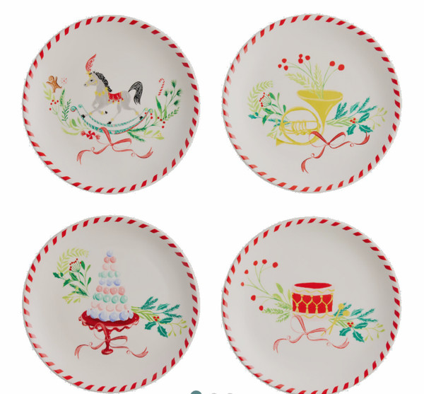 Plato de ensalada navideña World Market Cream All the Trimings - ELIGE TU DISEÑO