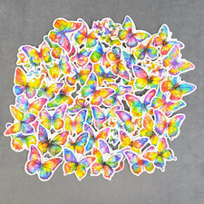 Colorful Rainbow Butterfly Stickers - Set of 10 Random Stickers Great for Crafts