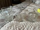 Vintage Anchor Hocking EAPC Star Pattern Covered Sugar Bowl Creamer Set 4 Pieces — photo 2