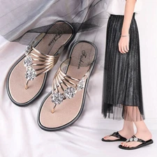 Women Flats Summer Sandals Toe Post Flip Flops Slippers Holiday Comfy Shoes Size