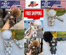 Luxury Car KeyChains - Minnie/Bear  Pom Pom with   Keychain USA Seller