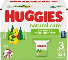 Huggies 624 Wipes Natural Care Sensitive Fragrance Free NEW EXPEDITED SHIPPING