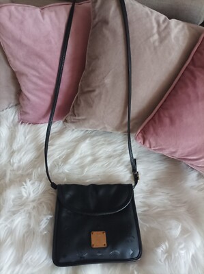  Vintage MCM Crossbody Bag, Black Canvas and Leather. MCM Bag K4729 