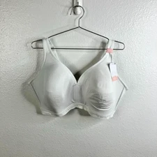 Cacique Lightly Lined No Wire Cotton Collection 44DD/DDD White Full Coverage