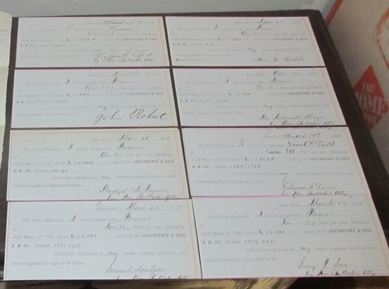 10 Bank Receipts from Gold Bond of 1986 Chesapeake & Ohio R. W. Co.