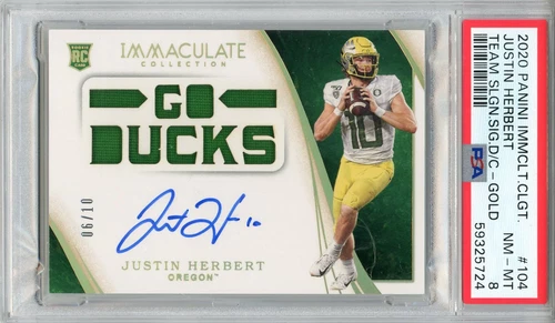 Justin Herbert Autographed 2020 Panini Immaculate Collegiate Team Slogan Emerald