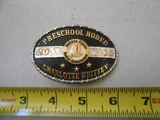 RARE 2015 NAMED PRESCHOOL INDIANA RODEO BELT BUCKLE LONE STAR SILVERSMITH IJRA