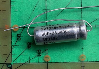 8uF 250v Sprague Axial Electrolytic Capacitor 39D805F250EE6 13mmx29mm Audio 2pcs
