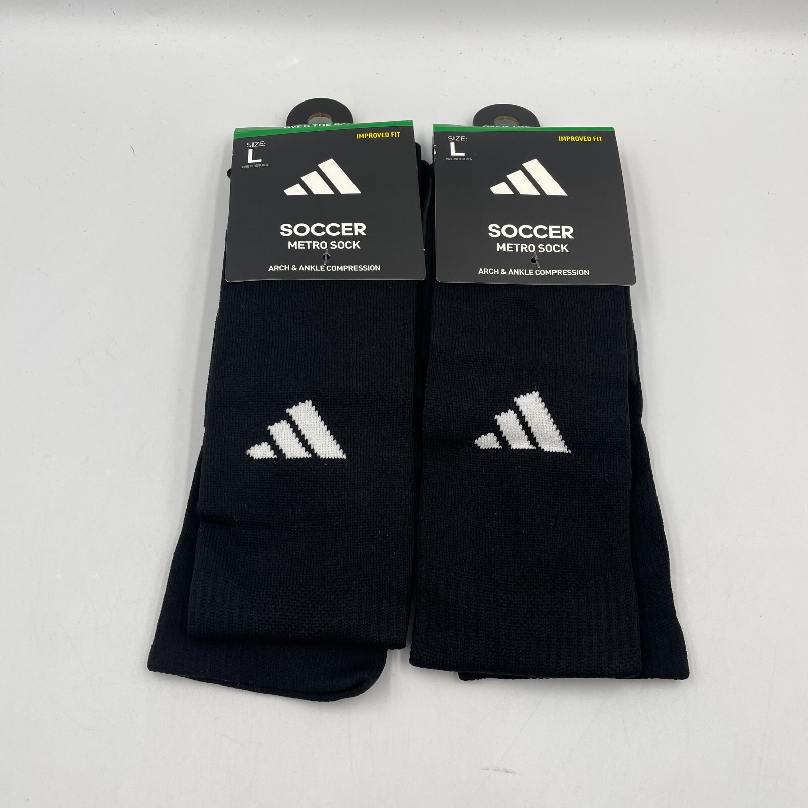 Adidas Metro 6 OTC Soccer Socks 2 Pack Black Mens Large Over The Calf Athletic