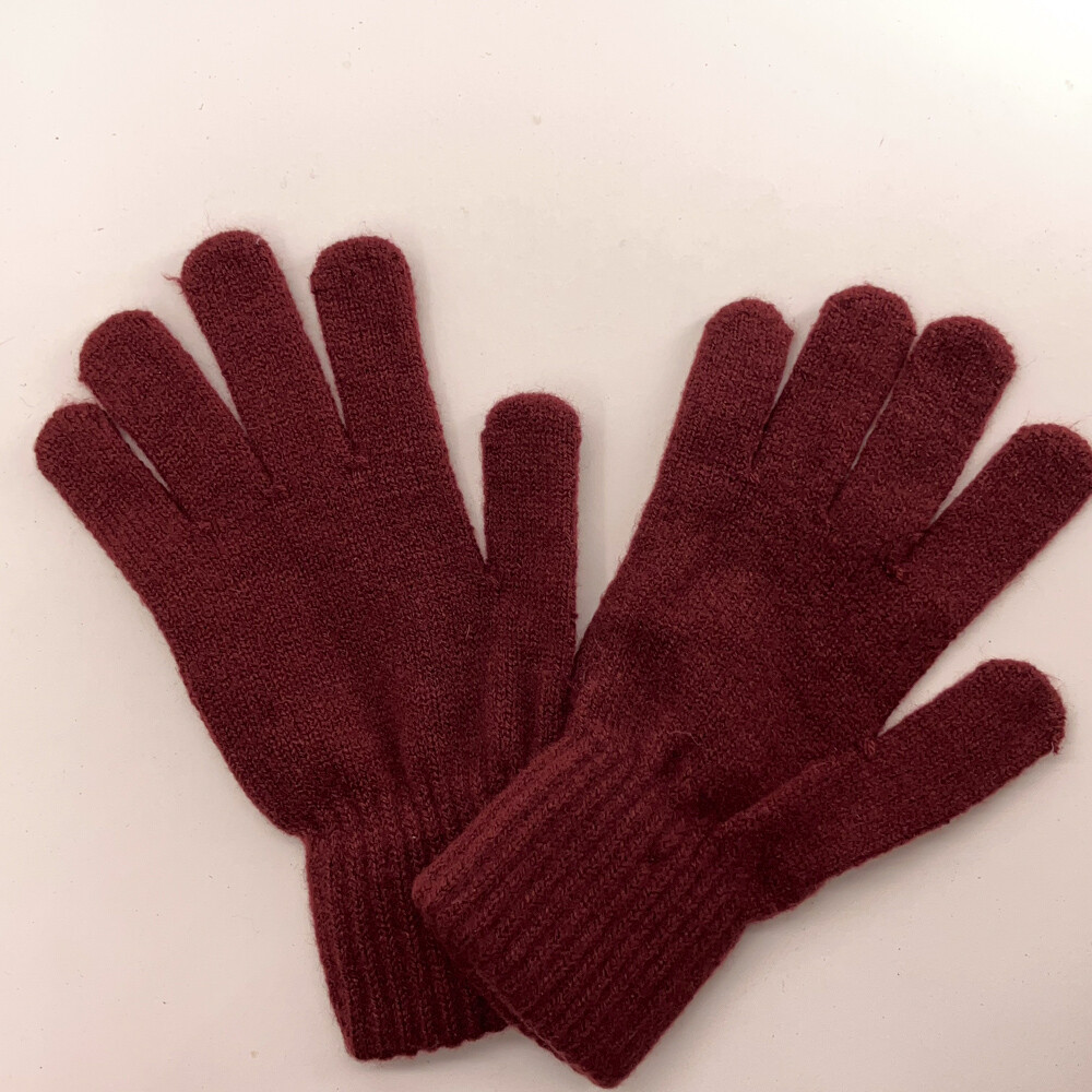 Classic Plain Stretch Winter Thin Gloves Cranberr… - image 1