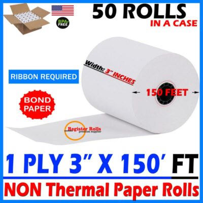 3'' x 150' 1-Ply BOND POS KITCHEN PRINTER RECEIPT PAPER 50 ROLLS SP700