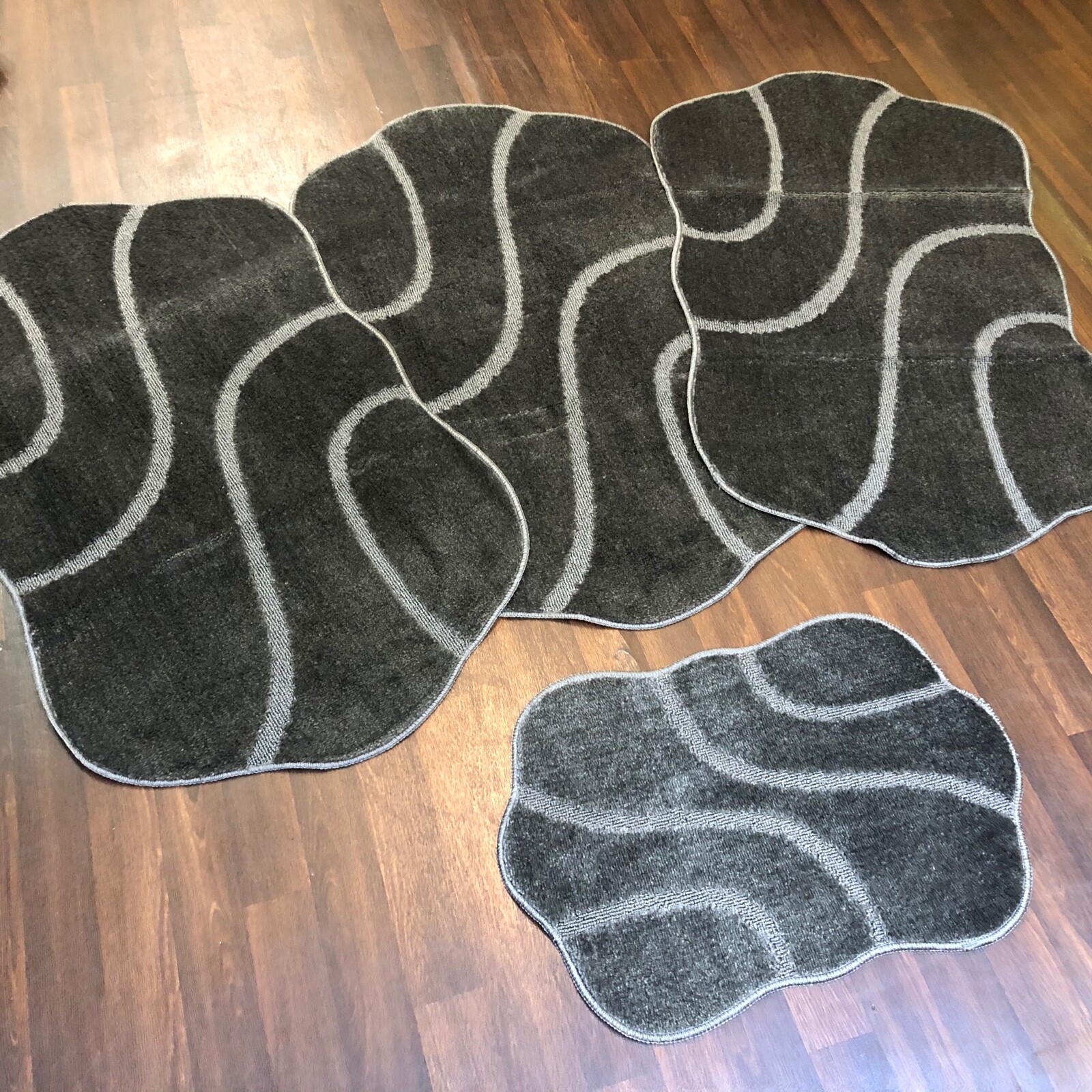 ROMANY GYPSY WASHABLE SETS OF MATS RUGS DARKGREY SHAPED CARPETS NO