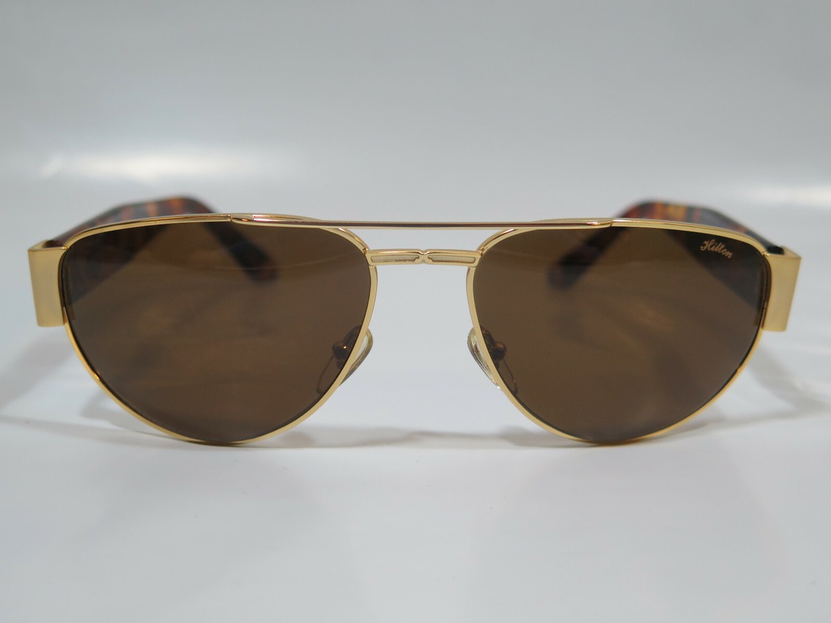 HILTON - Tortoise Shell & Gold Aviator Sunglasses Model # 918-C08 - MSRP $600 Hilton 925 CO8 Vintage Aviator Sunglasses – Ed & Sarna  main image 4