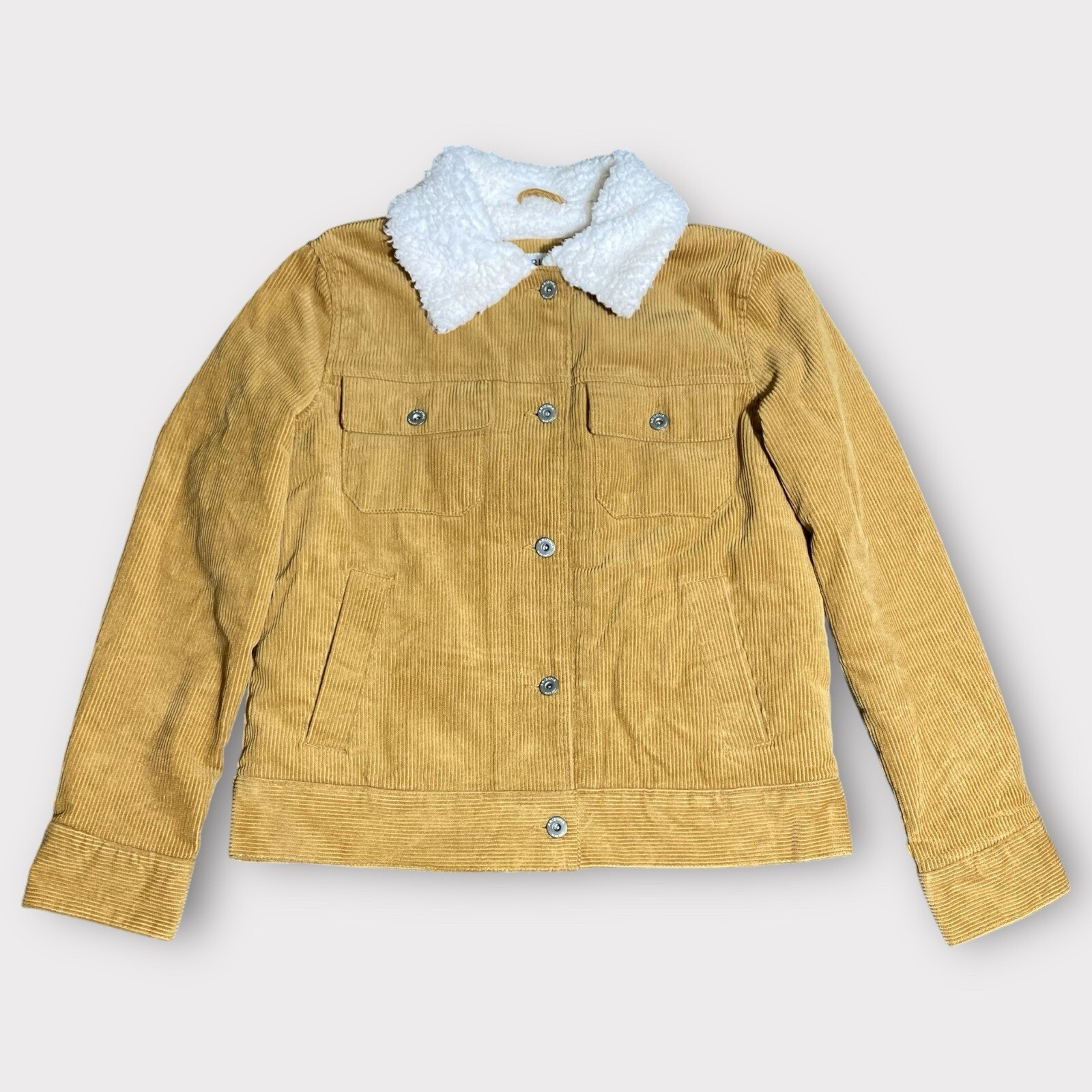 Vintage Arizona Trucker Jacket Womens XS Brown Corduroy Sherpa Lined Western Y2K