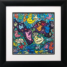 James Rizzi "Flocking Up With the Birds" CUSTOM FRAMED POP ART 