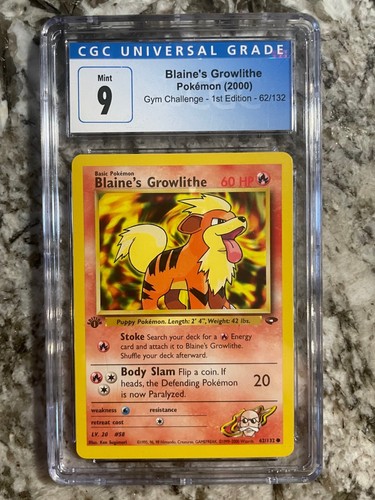 Blaine's Growlithe (1st Edition) graded CGC 9 for sale on eBay