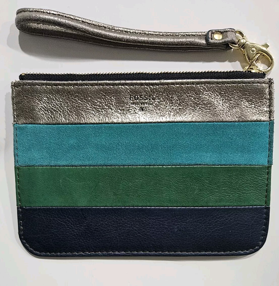 Fossil Patchwork Leather Multicolor Wristlet Wall… - image 1