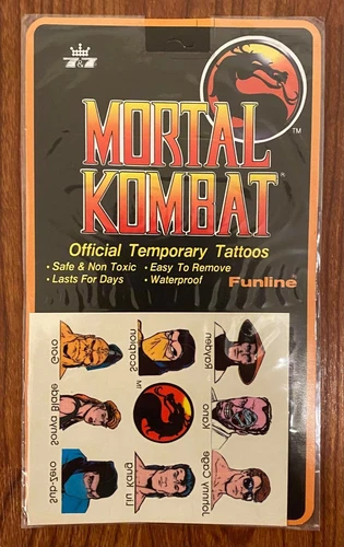 Mortal Kombat Official Temporary Tattoos - Funline 1992 - Unused Store Stock