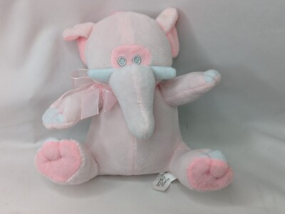 The Petting Zoo Pink Elephant Plush Rattle 6 Inch Stuffed Animal Toy