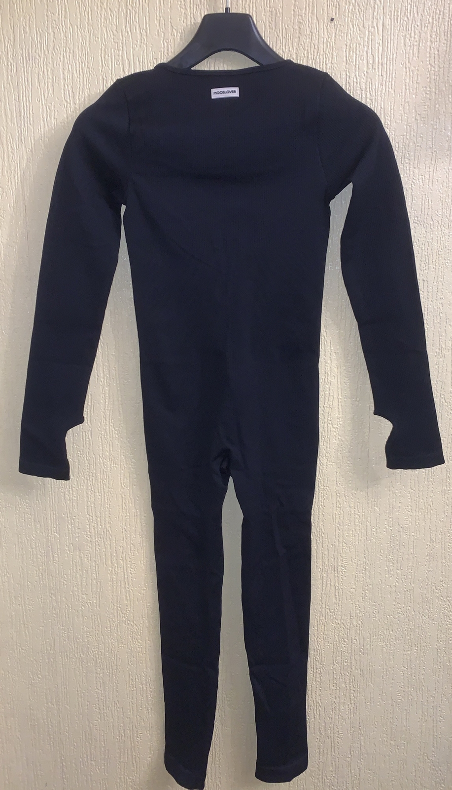 Mooslover Medium Jumpsuit Women’s Black Ribbed Long Sleeve Seamless UK