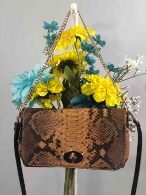 COACH Ruby Brown Snake Prints Leather Crossbody Bag #F35555