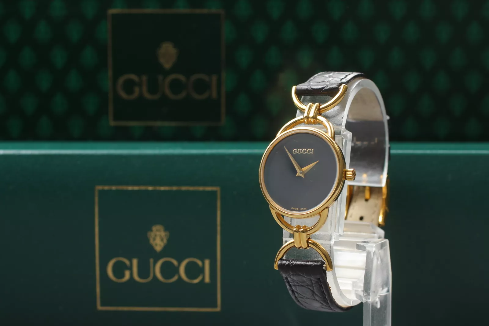 [Presque comme neuve / boîte] Montre pour femme GUCCI 6000,2,2,L cadran noir quartz doré du JAPON