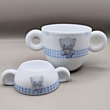 Baby Keramik Frühstücksset Becher mit zwei Henkeln & Eierbecher Baby Tippi blau Kind Geschenk