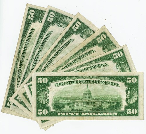 FR#2102C $50 1934 (6) Federal Reserve Notes Philadelphia Nice VF/VF+ DC-6173 - Picture 2 of 2