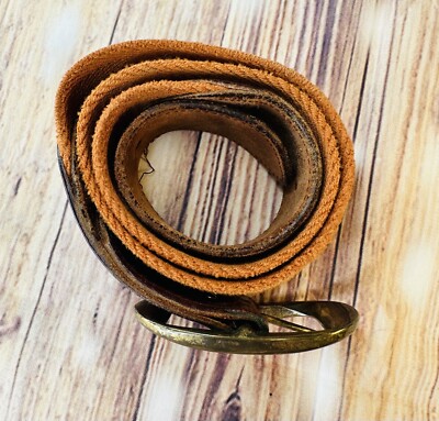 Vintage 70s Leather And Material Belt Hippie Bohemian Classy  display picture 1
