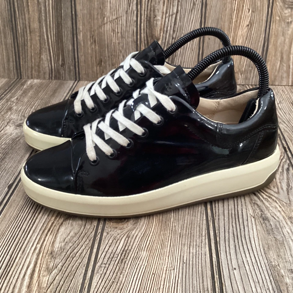 Женские повседневные туфли Ecco размер 6/6,5 США 37 лакированная кожа на платформе мягкие 9 на шнуровке - Изображение 3 из 4