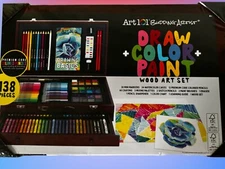 Art 101 Budding Artist Kit Draw Color & Paint Wooden Art Set, 138 Pieces